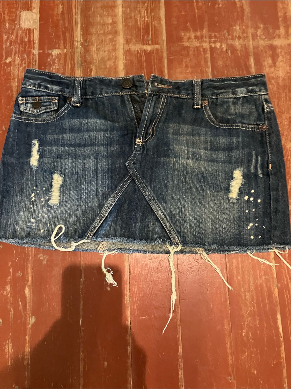 Rue21 Distressed Dark Blue Denim Mini Skirt